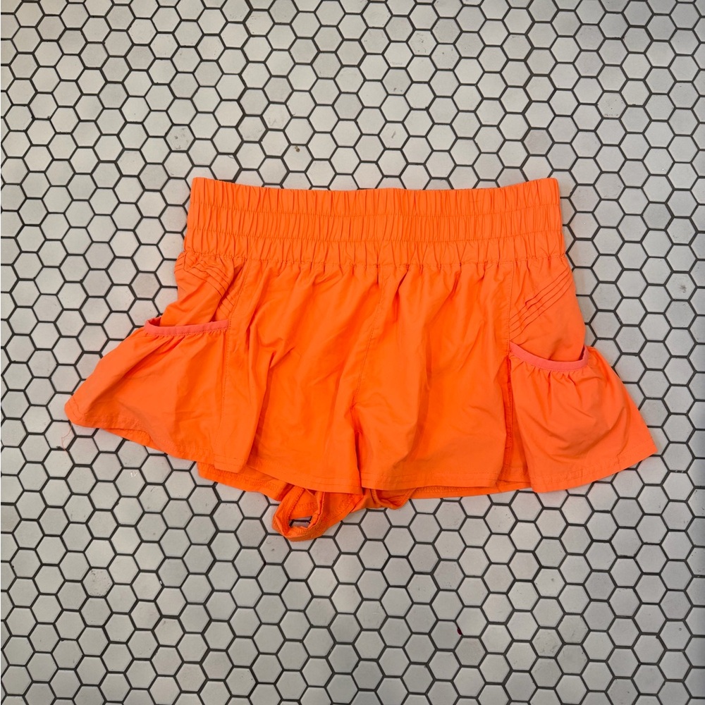 Free People Movement - Get Your Flirt On Shorts , Size Small, neon orange